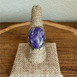SAJEN Charoite Gemstone and Sterling Silver Ring Size 9